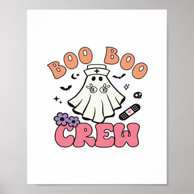 Boo Boo Crew Nurse Halloween Ghost Funny Classic T Poster (Front)