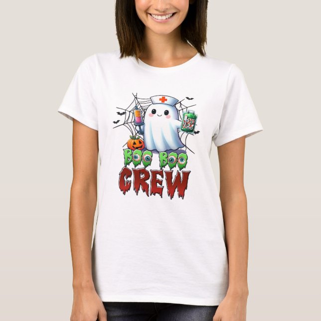 Boo Boo Crew Nurse Halloween Ghost Funny Classic T T-Shirt (Front)