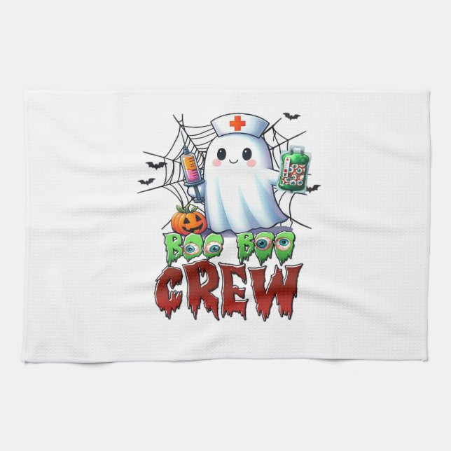 Boo Boo Crew Nurse Halloween Ghost Funny Classic T Tea Towel (Horizontal)