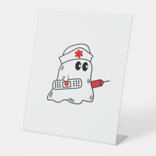 Boo Boo Crew Nurse Halloween Ghost Funny Oversized Pedestal Sign