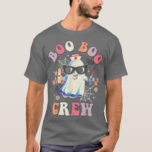Boo boo Crew Nurse Halloween Ghost Groovy Retro Ma T-Shirt