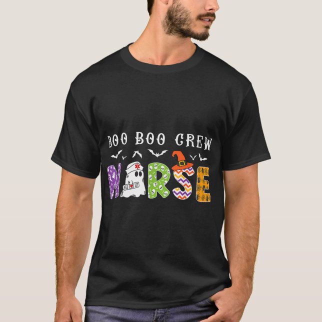  Boo Boo Crew Nurse Halloween Ghost Nurse Nursing  T-Shirt (Front)