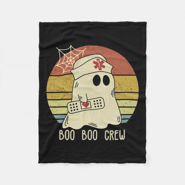 Boo Boo Crew Nurse Halloween Nurse For Women  Fleece Blanket (Front)