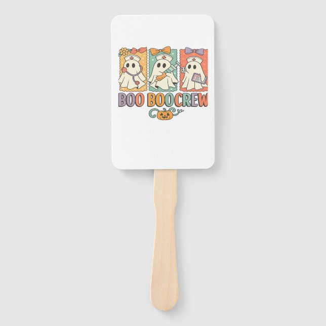 Boo boo crew nurse halloween shirt|nurse shirting  hand fan (Front)