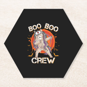 Boo Boo Crew Nurse Mummy Unicorn Halloween Custome Paper Coaster