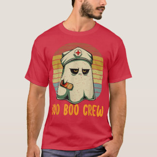 Boo Boo Crew Nurse Retro Ghost Women Funny Hallowe T-Shirt