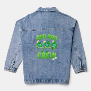 Boo Boo Crew Nurse St Patrick S Day Shamrock Face  Denim Jacket