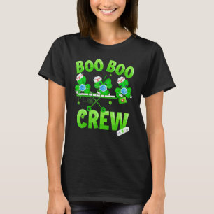 Boo Boo Crew Nurse St Patrick S Day Shamrock Face  T-Shirt