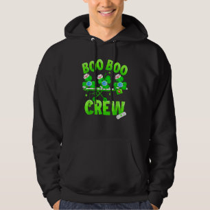 Boo Boo Crew Nurse St Patrick's Day Shamrock Face  Hoodie