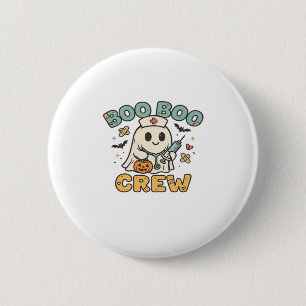 Boo Boo Crew Shirt � Funny Ghost Halloween Nurse & 6 Cm Round Badge