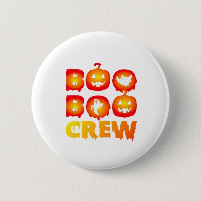 Boo Boo Crew Shirt – Funny Ghost Halloween Nurse & 6 Cm Round Badge (Front)