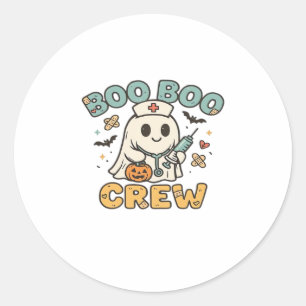 Boo Boo Crew Shirt � Funny Ghost Halloween Nurse & Classic Round Sticker