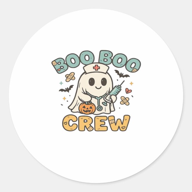 Boo Boo Crew Shirt � Funny Ghost Halloween Nurse & Classic Round Sticker (Front)
