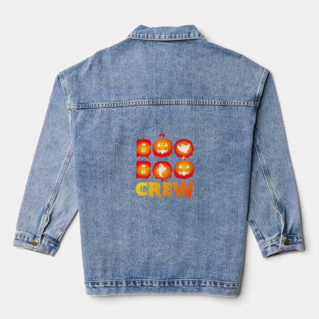 Boo Boo Crew Shirt – Funny Ghost Halloween Nurse & Denim Jacket (Back)