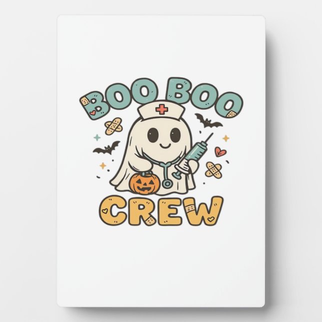 Boo Boo Crew Shirt � Funny Ghost Halloween Nurse & Plaque (Front)