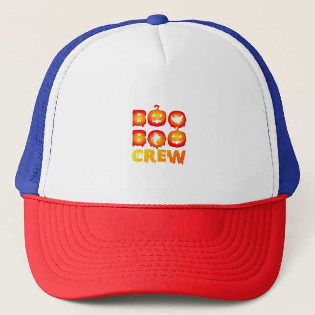 Boo Boo Crew Shirt – Funny Ghost Halloween Nurse & Trucker Hat (Front)