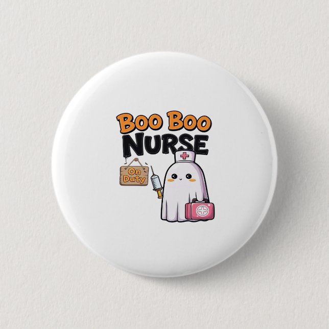 Boo Boo Nurse On Duty Classic T-Shirt 6 Cm Round Badge (Front)