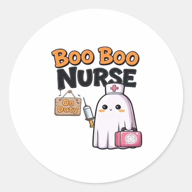 Boo Boo Nurse On Duty Classic T-Shirt Classic Round Sticker (Front)