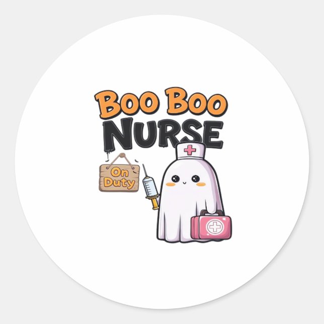 Boo Boo Nurse On Duty Classic T-Shirt Classic Round Sticker (Front)
