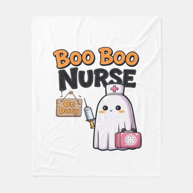 Boo Boo Nurse On Duty Classic T-Shirt Fleece Blanket (Front)
