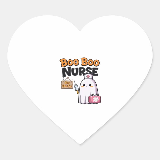 Boo Boo Nurse On Duty Classic T-Shirt Heart Sticker (Front)