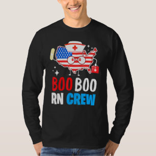 Boo Boo Rn Crew American Flag 4th Of July Usa Nurs T-Shirt