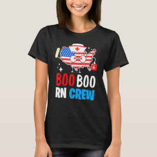 Boo Boo Rn Crew American Flag 4th Of July Usa Nurs T-Shirt
