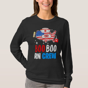 Boo Boo Rn Crew American Flag 4th Of July Usa Nurs T-Shirt
