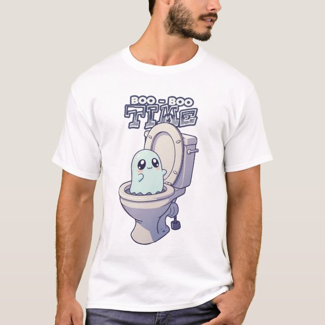 Boo-Boo Time – Funny Ghost Toilet Design T-Shirt (Front)