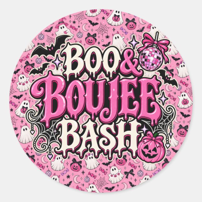 Boo & Boujee Bash Classic Round Sticker (Front)
