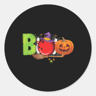 Boo Bowling Byll Pins Lover Bowling Halloween Cost Classic Round Sticker