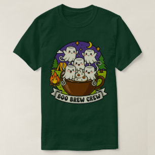 Boo Brew Crew Cute Ghost Coffee Design T-Shirt