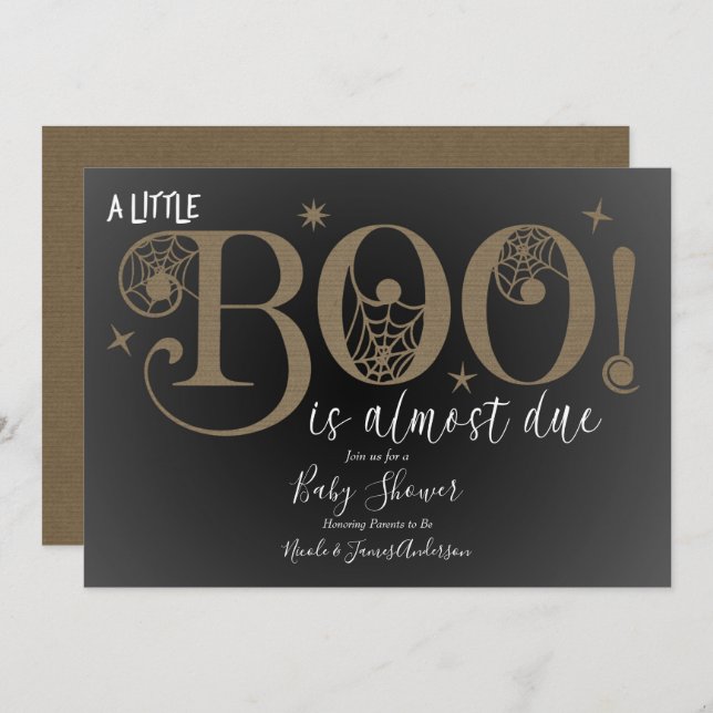 BOO Brown Rustic Elegant Baby Shower   Invitation (Front/Back)