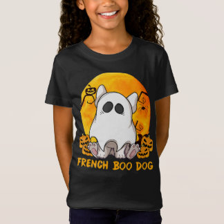 Boo Bulldog with Pumpkin Spider and Moon T-Shirt