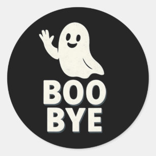 Boo Bye Ghost Halloween Graphic Print Classic Round Sticker