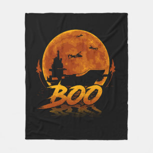 Boo Carrier Aircraft Funny Halloween For Military Fleece Blanket