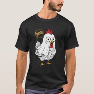 Boo! Chicken in Ghost Costume Funny Halloween Meme T-Shirt
