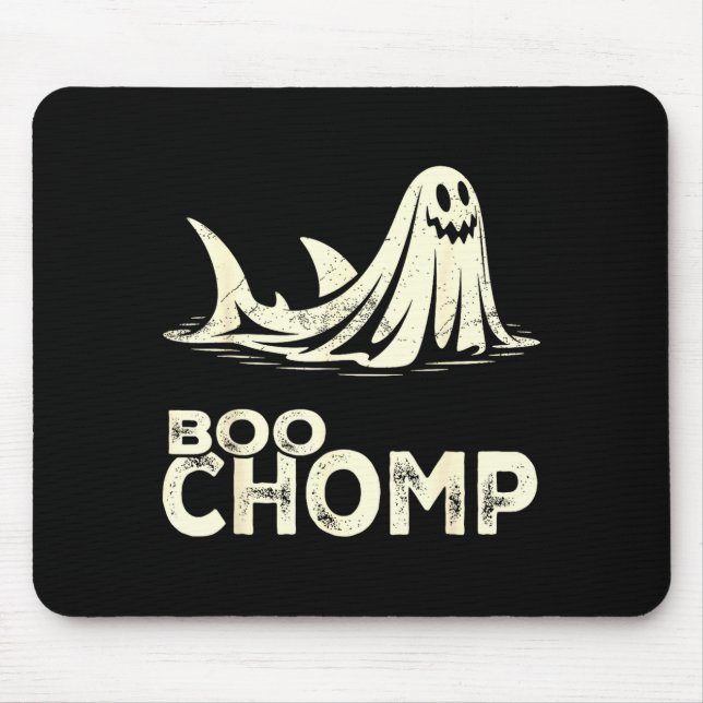 Boo chomp – funny ghost shark halloween retro  mouse mat (Front)