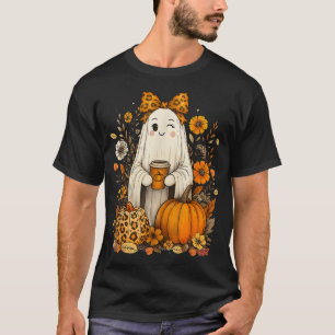 Boo Coquette Leopard Pumpkin Spice Autumn Fall T-Shirt