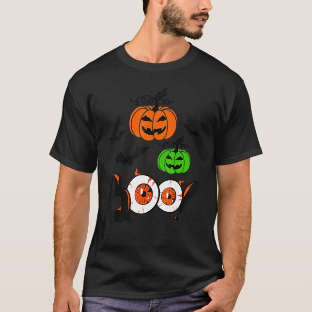 Boo Couples Halloween Scary Pumpkin Face Boys Girl T-Shirt (Front)