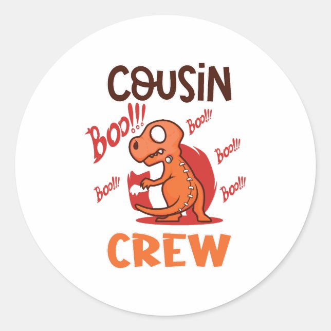 Boo Cousin Crew Halloween Dinosaur Spooky Costume Classic Round Sticker (Front)