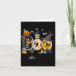 Boo Creepy Owl Pumpkin Ghost Funny Halloween Card