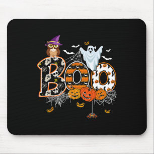 Boo Creepy Owl Pumpkin Ghost Funny Halloween Costu Mouse Mat