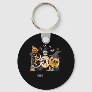 Boo Creepy Owl Pumpkin Ghost Funny Halloween Key Ring