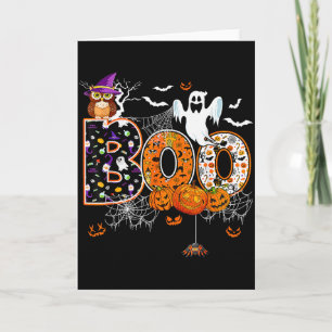 Boo Creepy Owl Pumpkin Ghost Halloween Men Women K Card