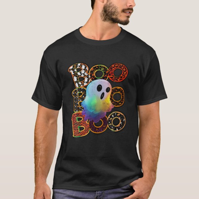 Boo Creepy Owl Pumpkin Ghost happy Funny Halloween T-Shirt (Front)