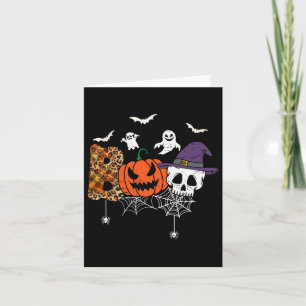 Boo Creepy Skull Pumpkin Ghost With Hat Halloween  Card