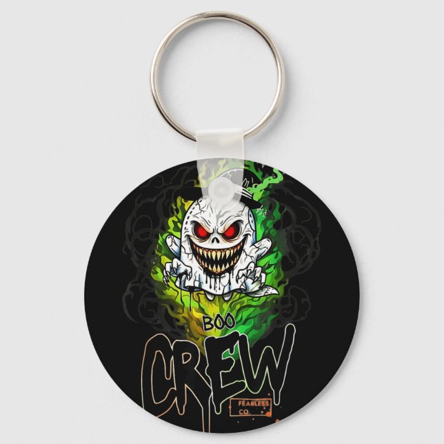 Boo crew black ghost halloween ghost ghost apparel key ring (Front)