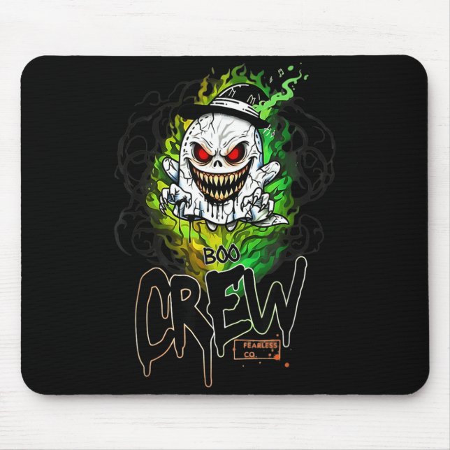 Boo crew black ghost halloween ghost ghost apparel mouse mat (Front)