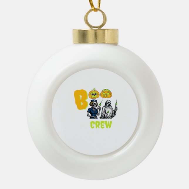Boo Crew Classic T-Shirt Ceramic Ball Christmas Ornament (Front)